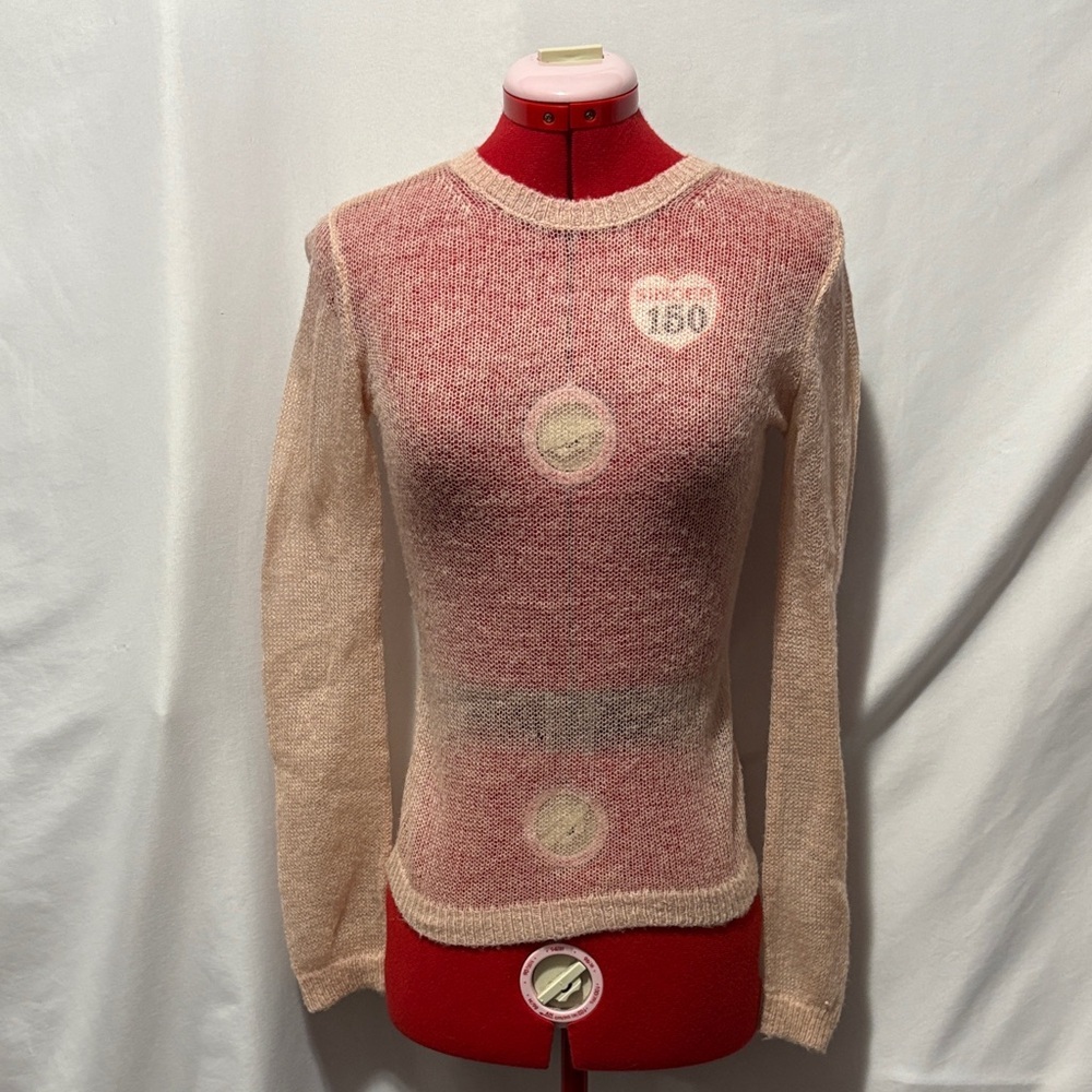 Dynamite Pink and Cream Crew Neck Sweater XS248